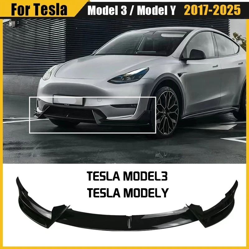 

Car Front Bumper Lip For Tesla Model 3 Model Y 2017-2025 Chin Diffuser Body Kit Spoiler Deflector Tuning Accessories Auto parts