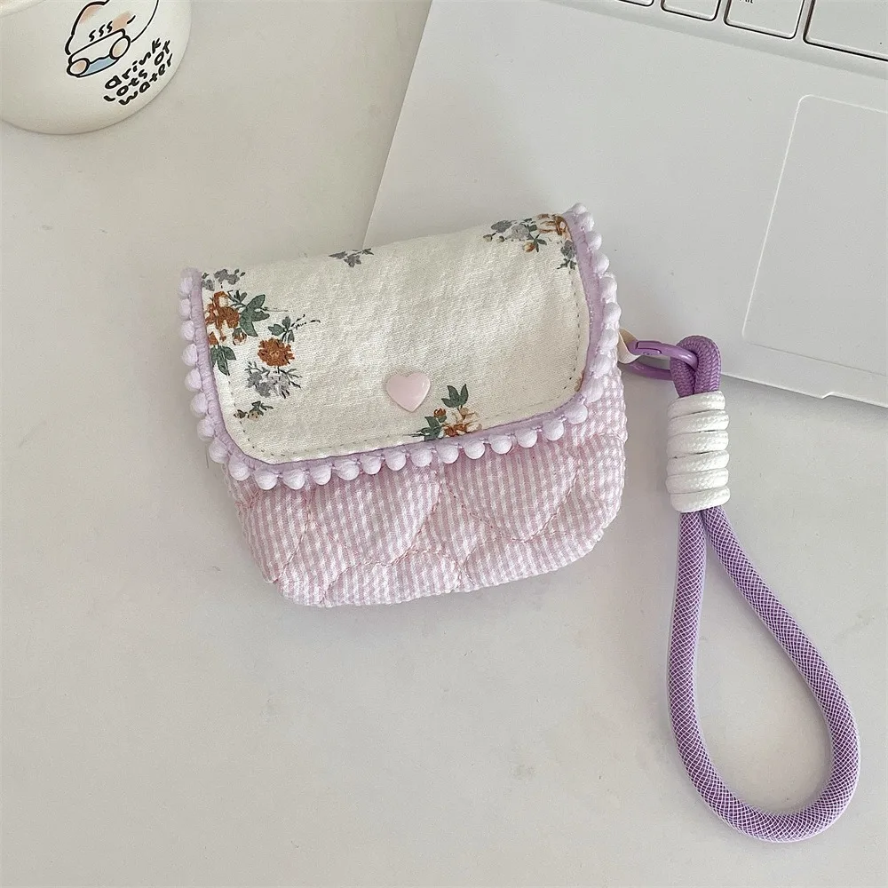 

Elegant Flower Floral Coin Purse Pinted Cotton Small Makeup Lipstick Bag Card Holder Jewelry Packing Bag Mini Storage Bag Daily