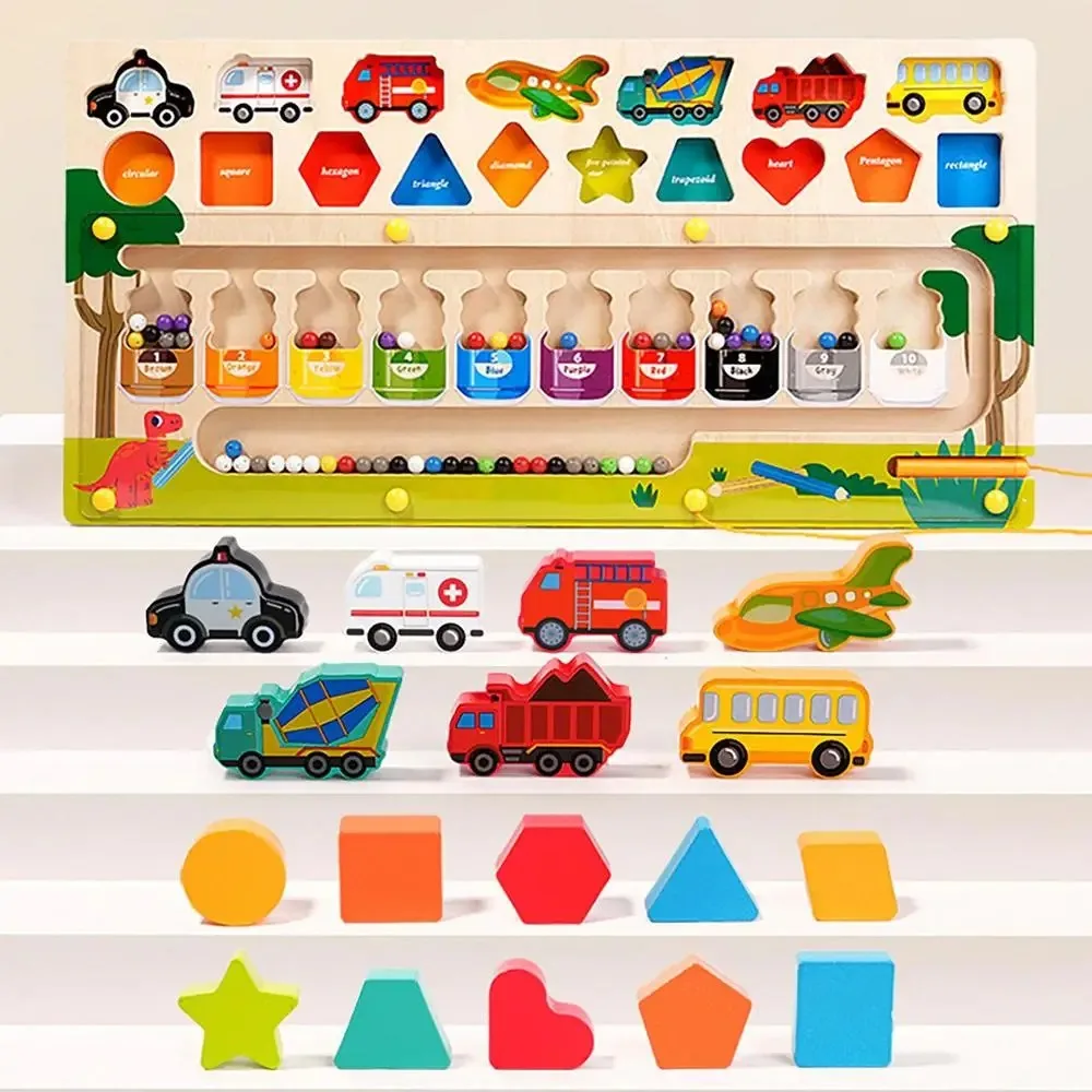 Montessori Wooden Toys Magnetic Color Sorting Maze Kid Shape Matching Puzzle Game Board Math Early Educational Toys for Children