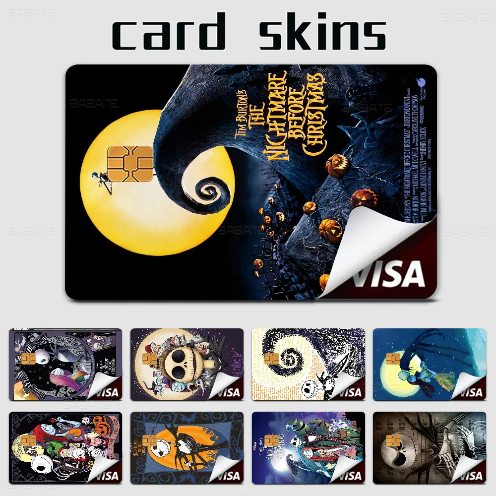 Nightmare Before Christmas Credit Card Skin Stickers For VISA Bank Bus Metro Access Card Protective Film Cover Women