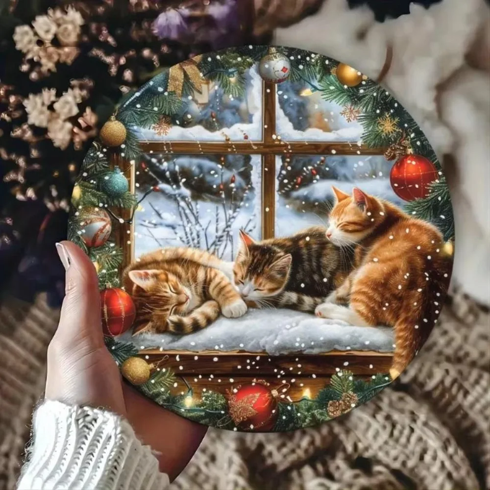 Retro 2D Flat Christmas Home Decoration - Naturalistic Style, Ideal for Garden Balcony & Room Interior