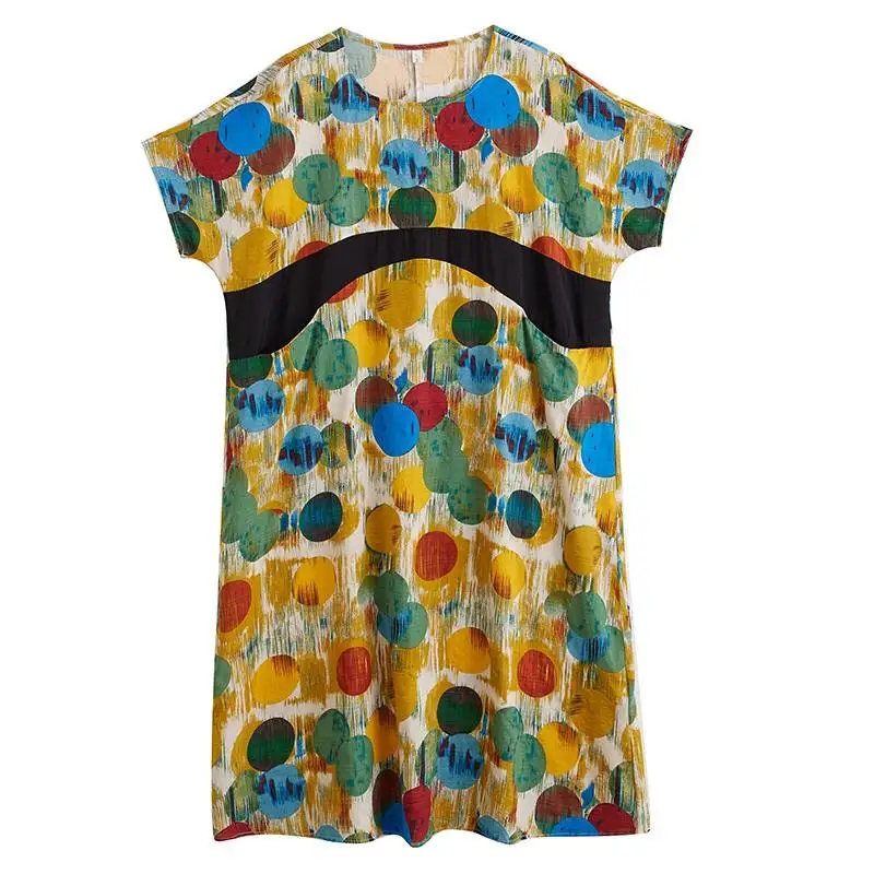 Sukienki midi maxi z krótkim rękawem, plus size, bawełniane, w stylu vintage, w kwiaty i kropki, z kieszeniami, damskie, codzienne, luźne, długie, letnie, szerokie, boho.