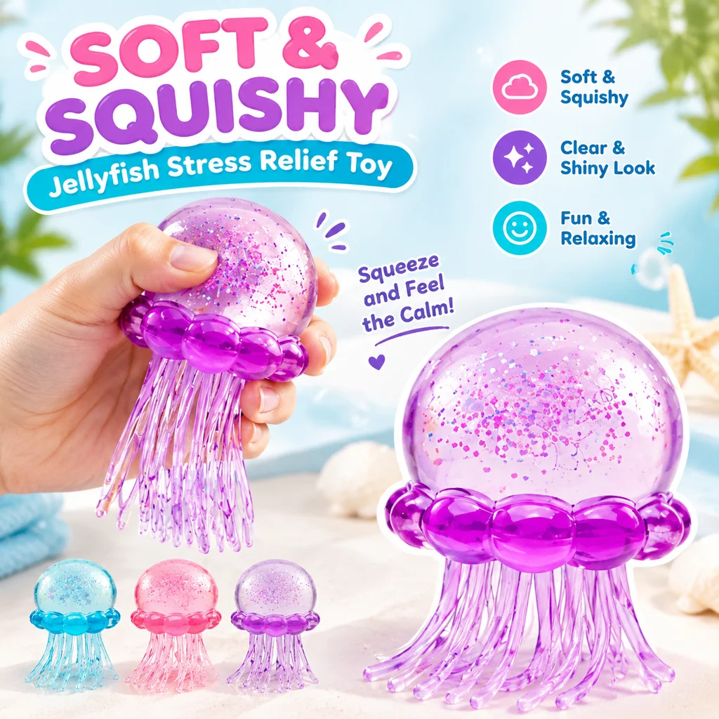 Squishy NeeDoh Jellyfish Octopus Fidget Toy Stress Relief Decompression Squeeze Maltose Interactive Bestseller Outdoor Toy
