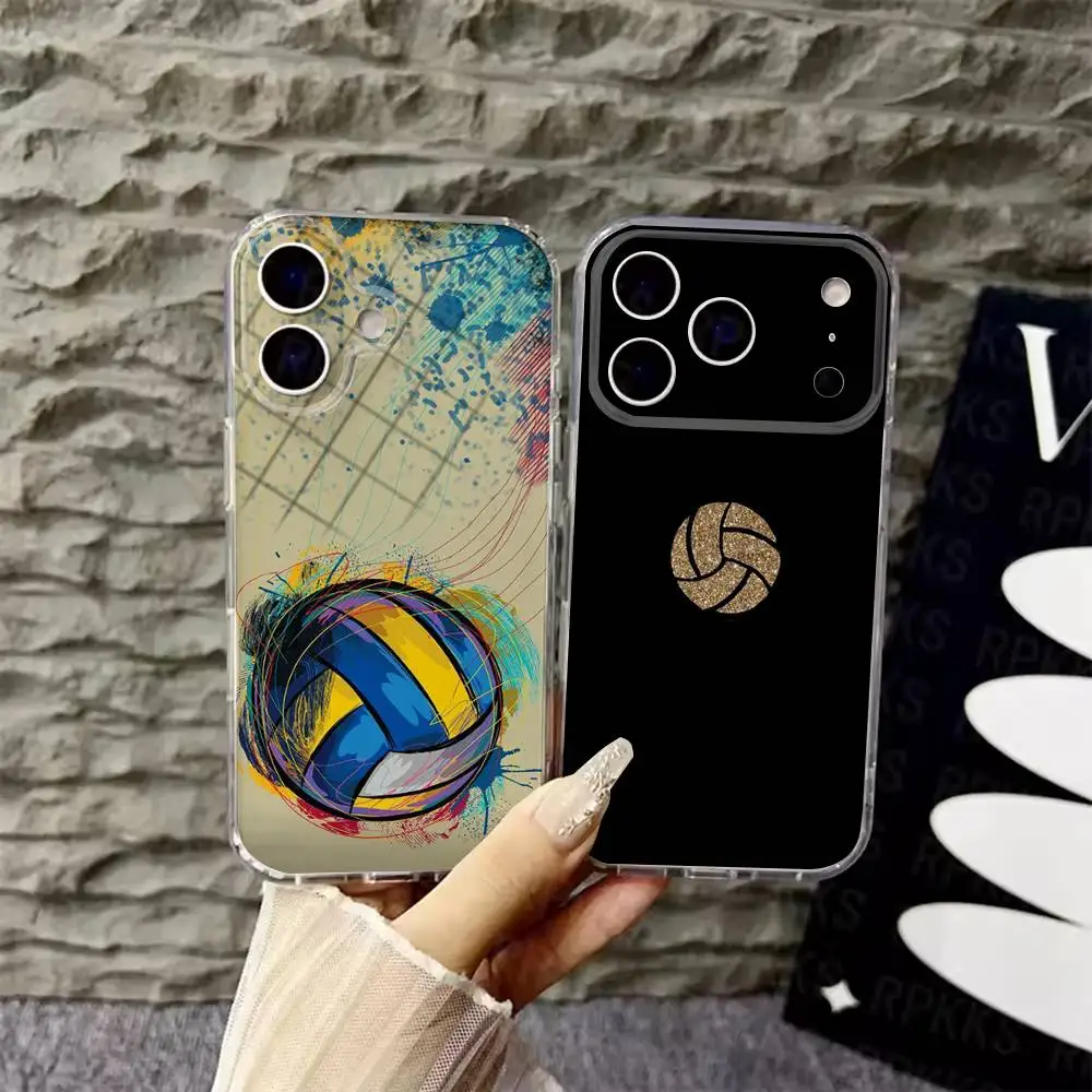 

Sport Beach Volleyball Phone Case For iPhone 6,16,15,14,13,12,11,17 Pro,Max,Plus,X,XS,XR,SE,Mini Transparent Soft Cover