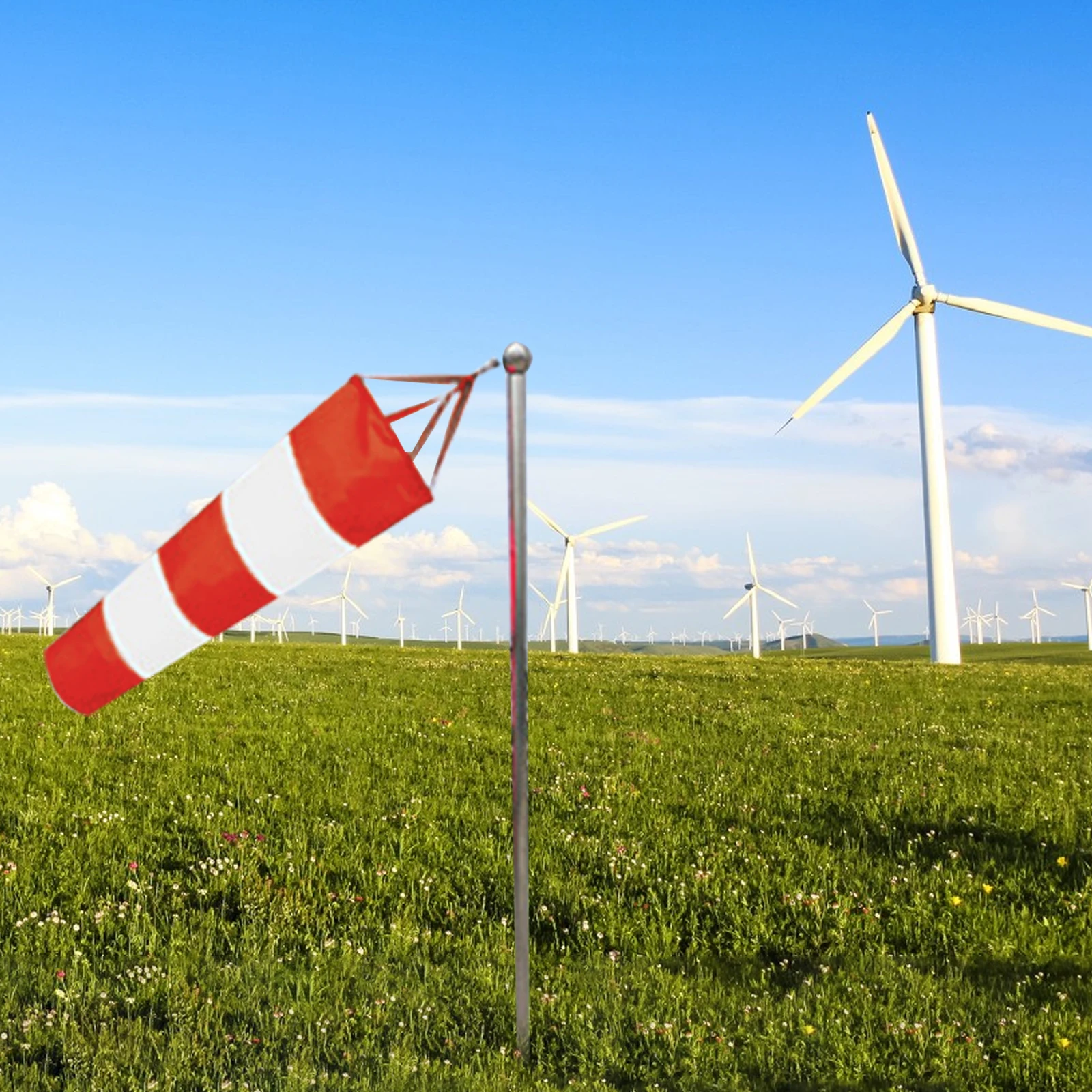 Wisząca szyba wiatrowa na lotnisku Lekka rzeźba wiatrowa na zakres strzelania Kierunek wiatru Pas odblaskowy Lotniskowa windsock Farm Park