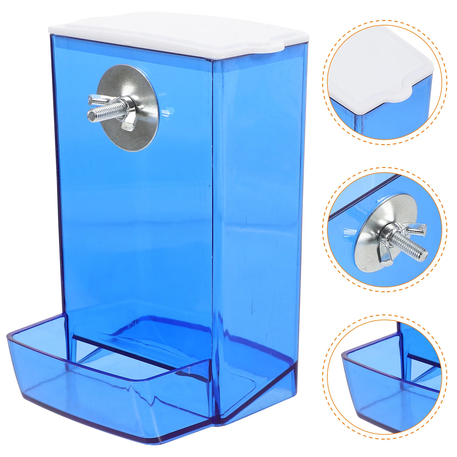 

Durable Acrylic Bird Feeder Box Automatic Splash Proof Design Parakeet Budgie Food Holder Easy to Assemble Parrot Food Feeders