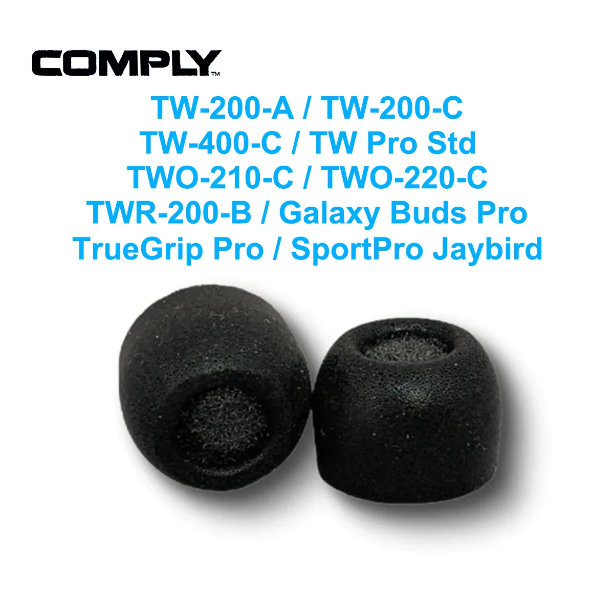 

COMPLY TrueGrip™ TW-200-A TW-200-C Memory Foam Isolation Eartips Replacement Earphone Tips for Anker/Edifier/Samsung Galaxy Buds