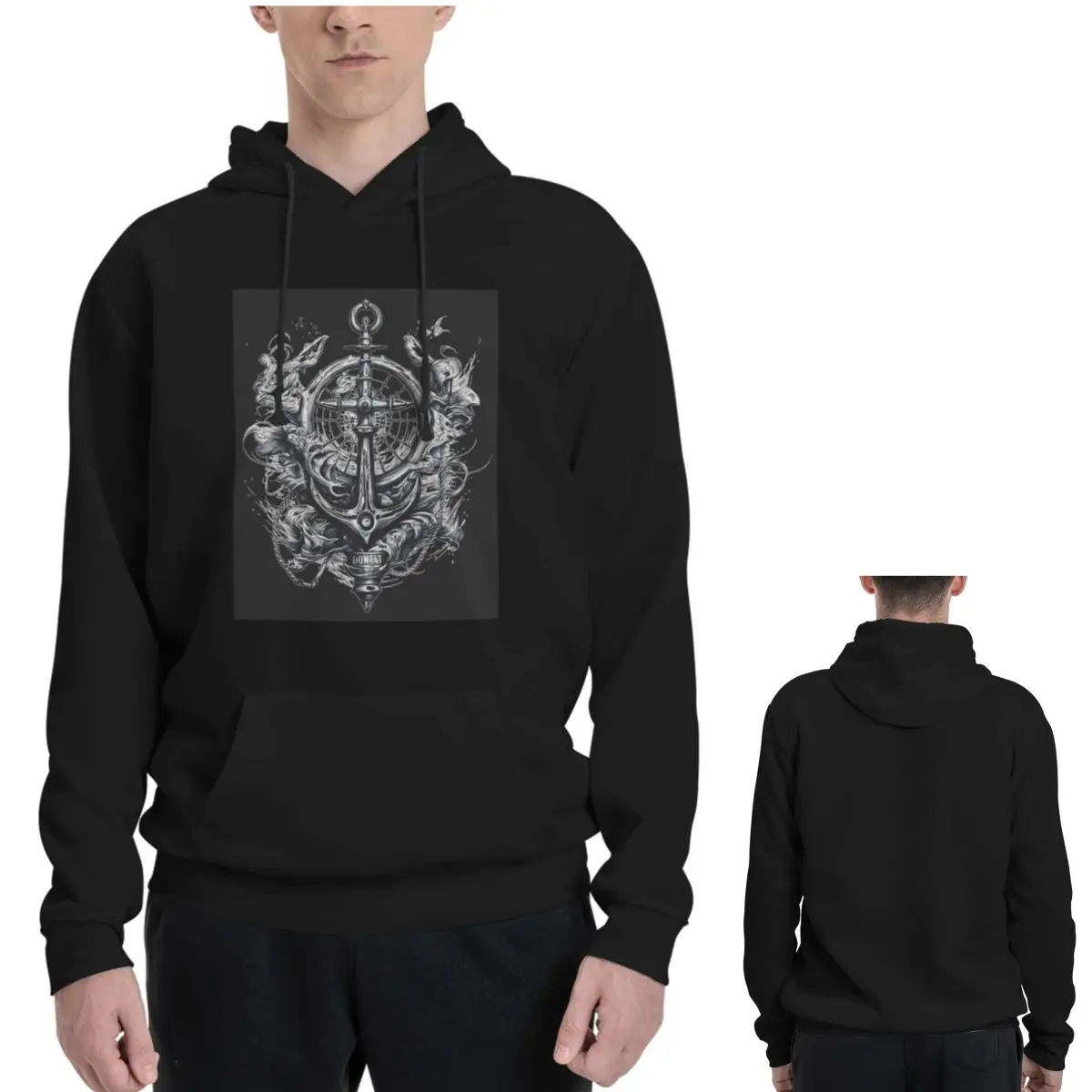 Vintage Compass And Anchor Hoodies Men's Women Casual Pullover Sweatshirts Hip Hop Long Sleeve Clothing Autumn Winter