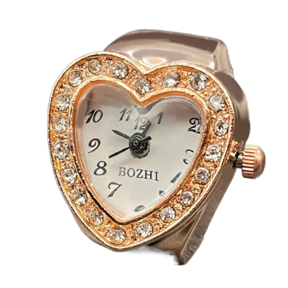 

Fashion Accessories Vintage Rings Jewelry Clock Heart Shape Mini Valentine's Day Gift Alloy Creative Finger Watch Ring Man