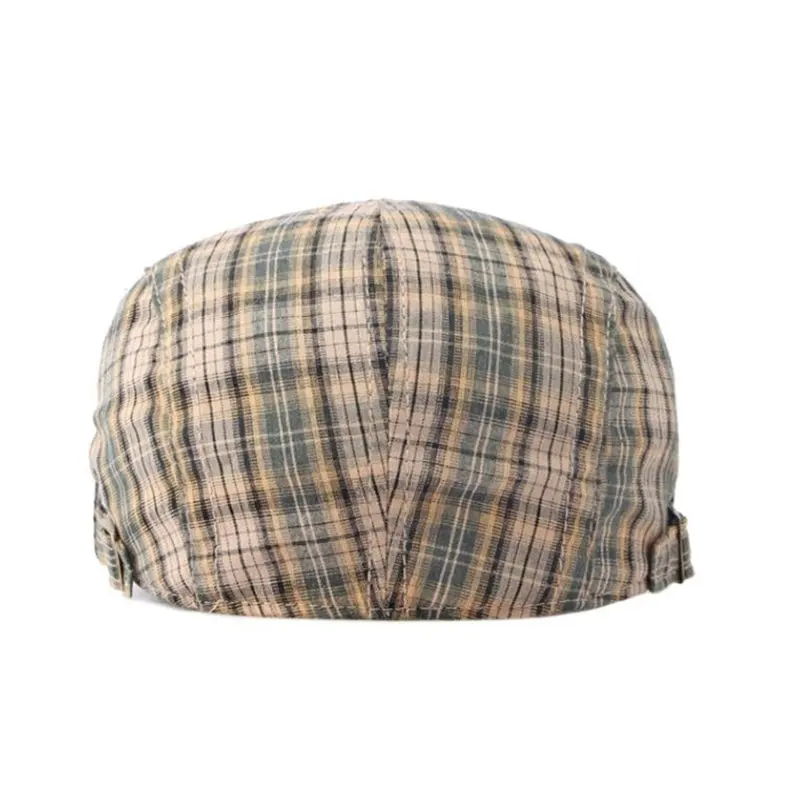 2023 Four Seasons Cotton Plaid Print Newsboy Caps Flat Peaked Cap Men and Women Painter Beret Hats 115