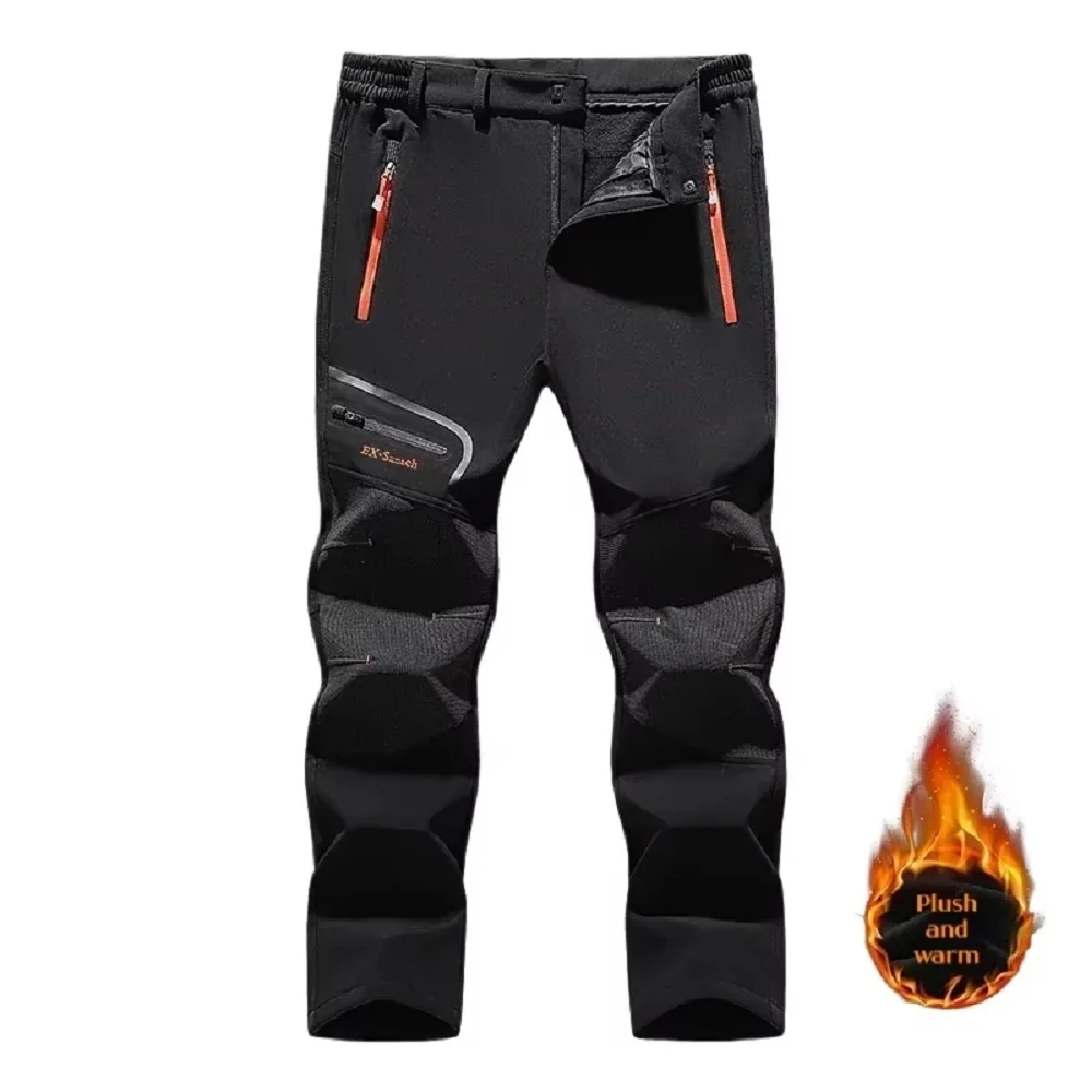 Men's Thermal Pants Fleece Lined Waterproof Windproof Outdoor Sports Softshell Jacket Pants Fishing Camping Plus Size