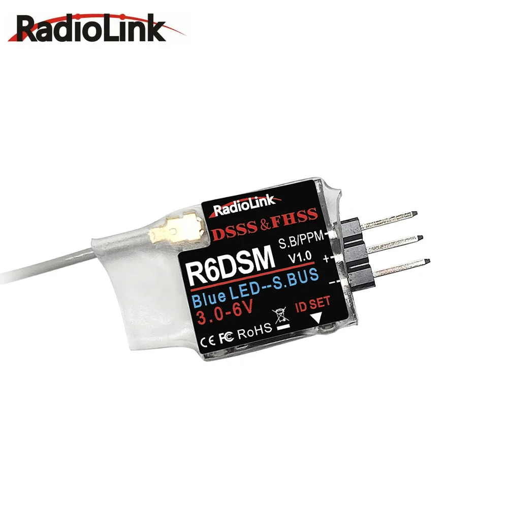 

Radiolink R6DSM 2.4G 10CH RC Transmitter Receiver Mini Size SBUS/PWM Suitable for Racing Drones Compatible for AT9S/AT10/AT10II