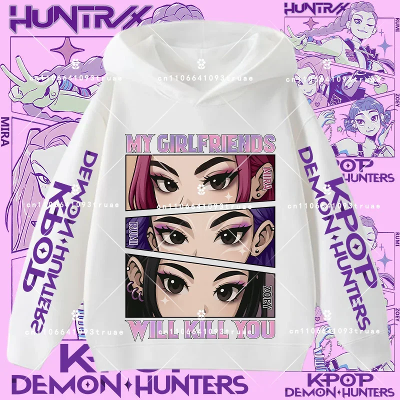 2026 الأولاد رداء علوي غير رسمي الخريف/الشتاء طويلة الأكمام الكرتون طباعة Kpop شيطان الصيادين الأطفال مقنعين البلوز الفتيات قميص رياضي #6