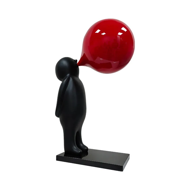 

Abstract bubble blowing small fat figure sculpture ornament, light luxury, window restaurant, hotel model room