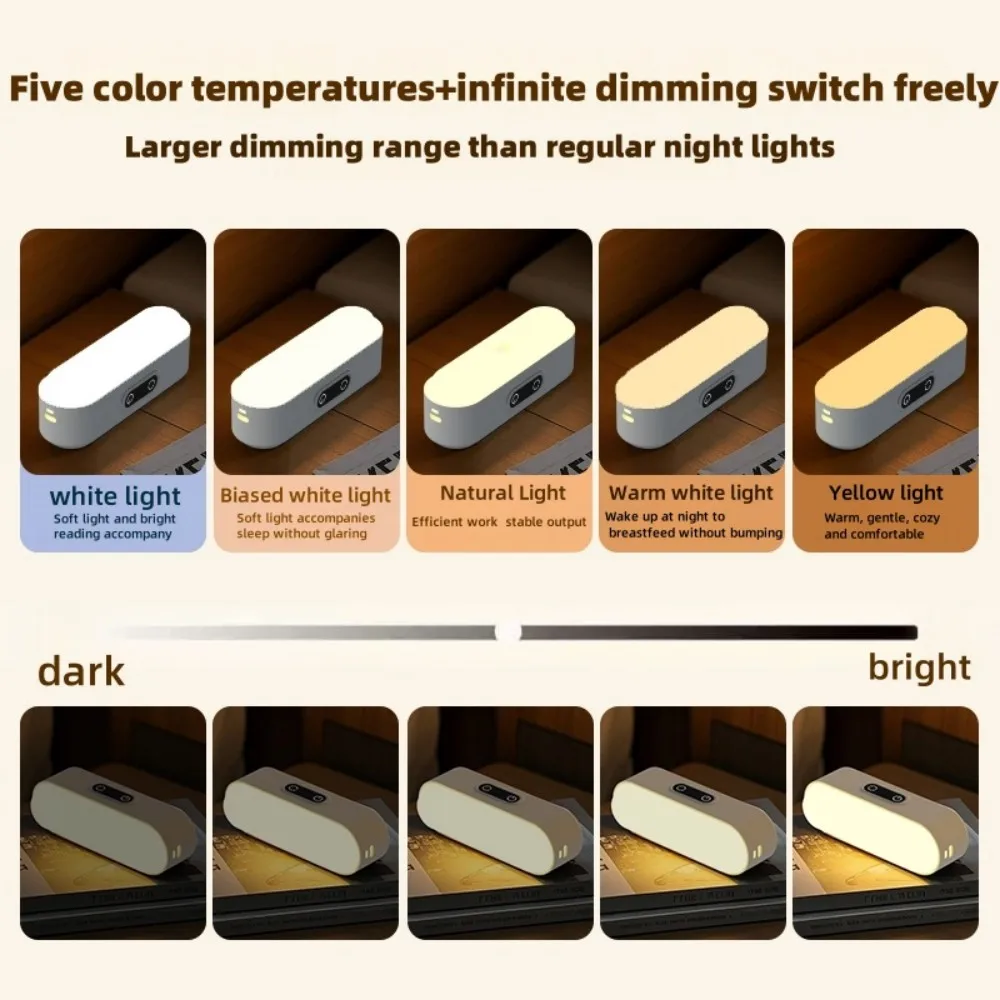 ضوء ليلي مغناطيسي LED، درجة حرارة بخمسة ألوان، سطوع قابل للتعديل، مناسب لإضاءة الخزانة والسكن #4