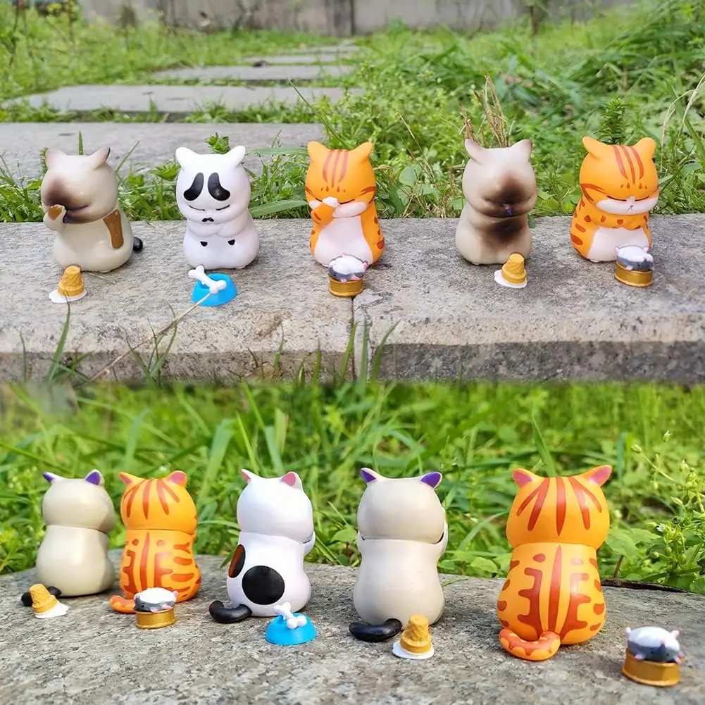 Gesichtsbedeckung Kätzchen Ornament Niedliche Cartoon Stirn Katze Desktop Dekoration Siamesische Orange Katze Puppe Dekoration Skulptur