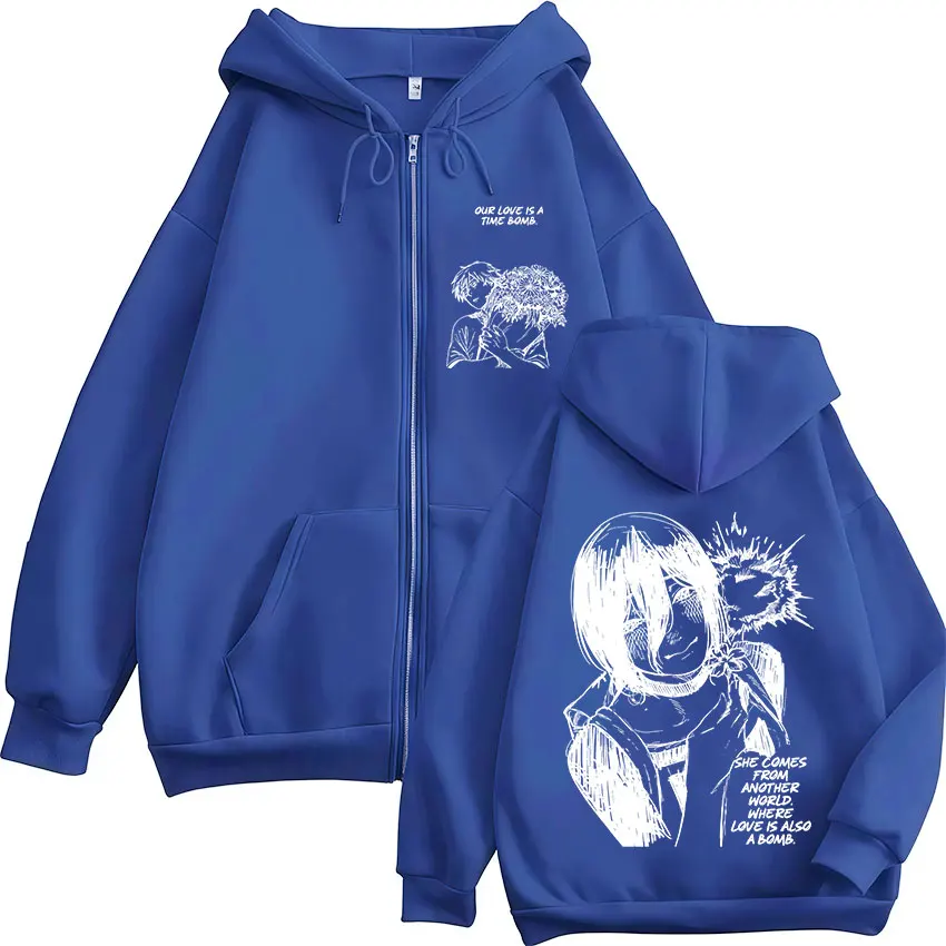Anime Chainsaw Man Reze Denji Manga Reißverschluss-Hoodies Herrenbekleidung Mode Langarm Zip-Up Kapuzenpullover Mäntel Jacken – Detail 6