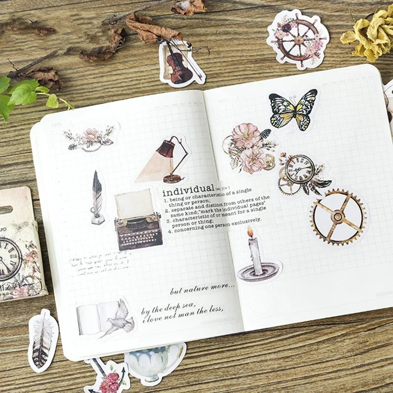 46 قطعة/الوحدة خمر القوطية الديكور ورقة ملصقات cliبها بنفسك اليومية قصاصات مخطط Kawaii ملصق إنجو