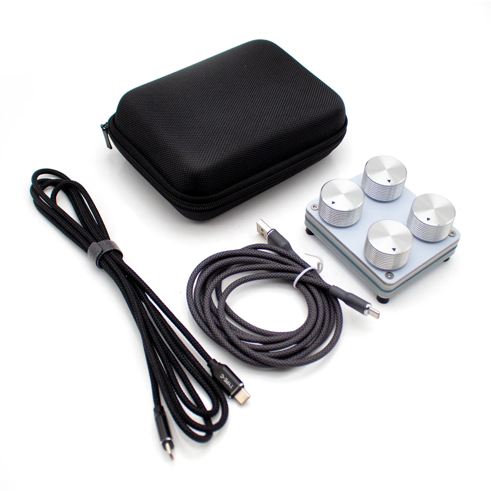 USB-C MIDI Controller with 4PCS Knobs, Customizable CC Messages, Note On/Off Support, Backlit LED, Compact Desktop Design
