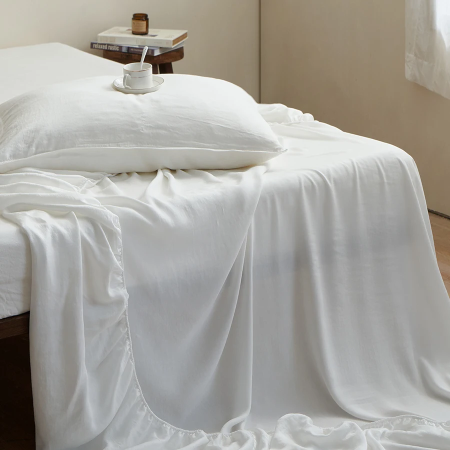 Silk Smooth Tee-Piece Bedding Set for Naked Sp 80S  Bed Skirt Soft Skin-Friendly Lenzing Lyocell Fabric Sensation