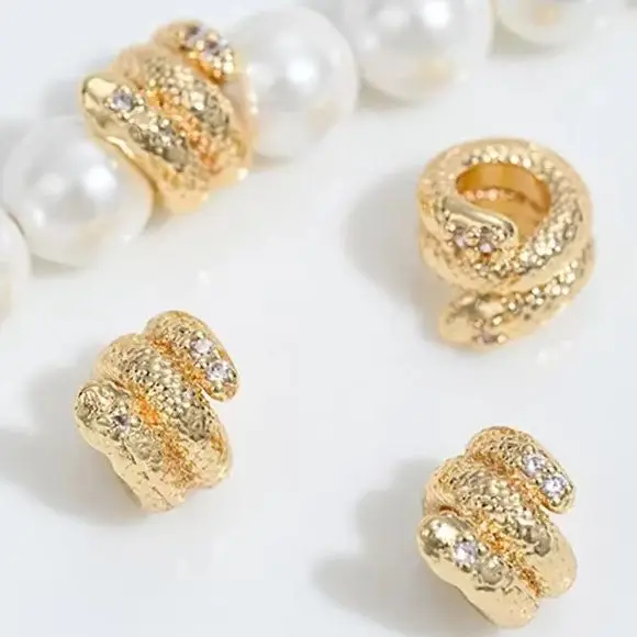 Z429 14K مطلية بالذهب الأفعى على شكل التوتير لوحة ثعبان أنبوب الخرز اليد سترونج الخرز سوار ذاتي الصنع قلادة مجوهرات اكسسوارات #1