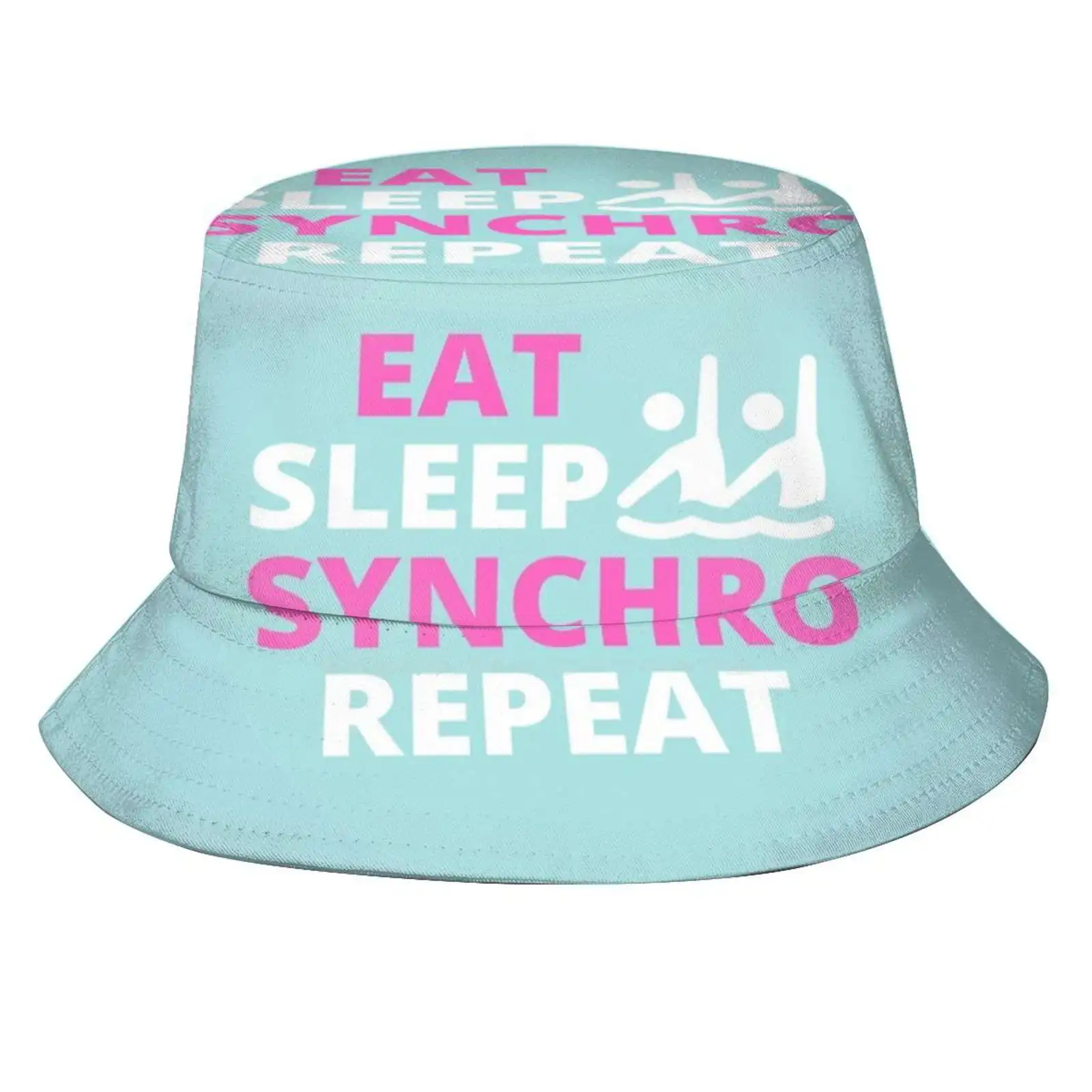 Eat, Sleep, Synchro, Repeat.- Artistic Swimming Sun Cap Fisherman Hat Bucket Hats Synchronized Swimming Pink Artistic Swimming