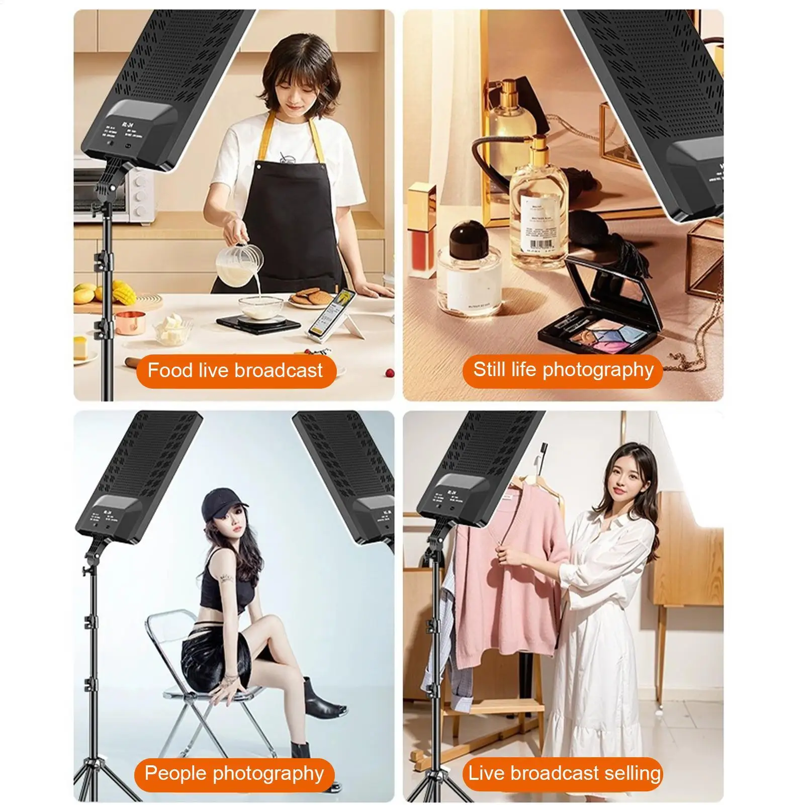 

Потоковое освещение, 3 режима, регулируемая высота, многофункциональная панель непрерывной фотографии для подруги, жены, друга