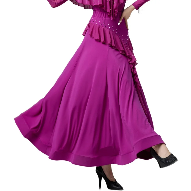 2023 Women's New Ballroom Dance Waltz Latin Dance Large Skirt Practice Clothes Performance Competition Clothes 9050