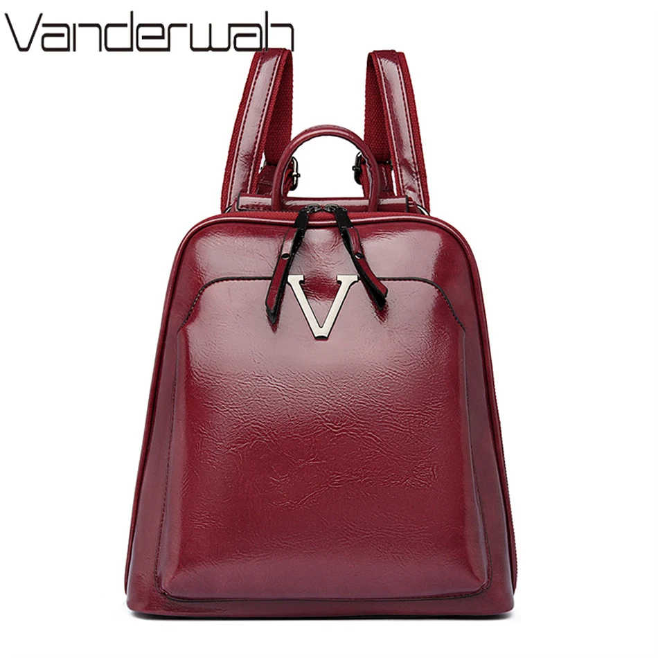 Luxury Leather 4 In 1 Backpacks Vintage Women 2022 Shoulder Crossbody Bookbags High Quality Ladies Handbags and Purses Large Sac