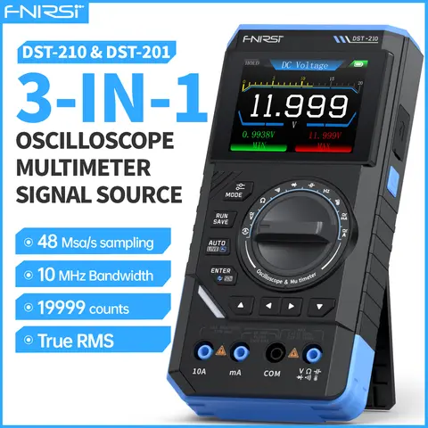 FNIRSI DST-210 and DST-201 3IN1 Digital Multimeter Oscilloscope Signal Source 19999 Counts 10MHz/1MHz Portable Electrician Tool