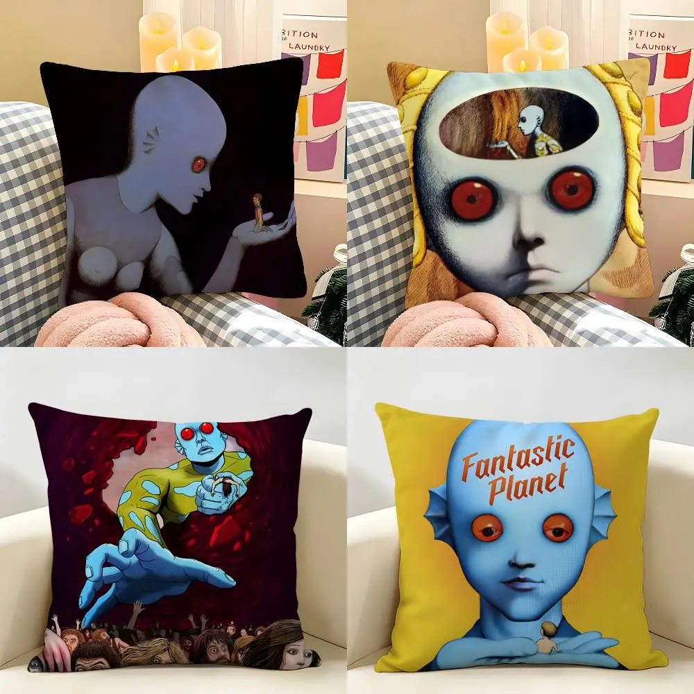 Fantastic La Planete Sauvage Cushion Cover Natural Linen Organic Fabric Double-Sided Printing Room Sofa Decor Pillow Case