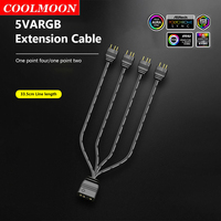 COOLMOON 5V ARGB Extension Line 3Pin Fan HUB Splitter 33.5cm Power Cable Extension Cord Line for Mainboard 1 to 2/4 Interface