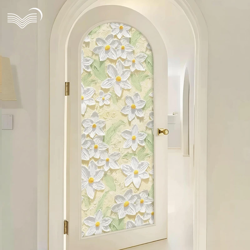 Decorative Privacy Decal Oil Painting Style Static Window Film Anti-peep PVC Glass Decal For Bathroom Toilet Window Door