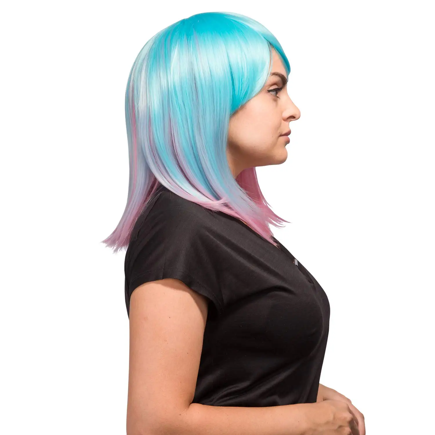 Wig sintetik Bob pendek Ombre Multi Warna panjang bahu Wig tahan panas sintetik