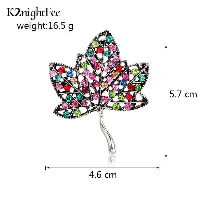 Rhinestone Boutique Wedding Party Corsage Jewelry Luxury Maple Leaf Brooch Crystal Shiny Women Brooch Pin Clothes Accessories