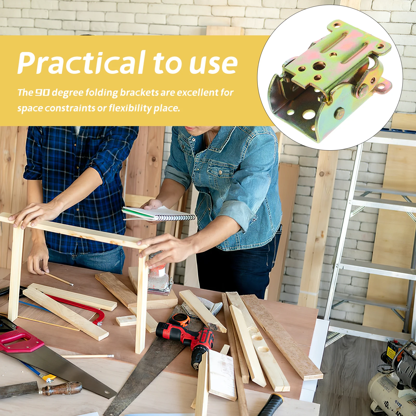 

4pcs Self-Locking Folding Table Leg Hinge 90 Degree Iron Galvanized Brackets For Kitchen Laundry Shelf Durable Foldable Support