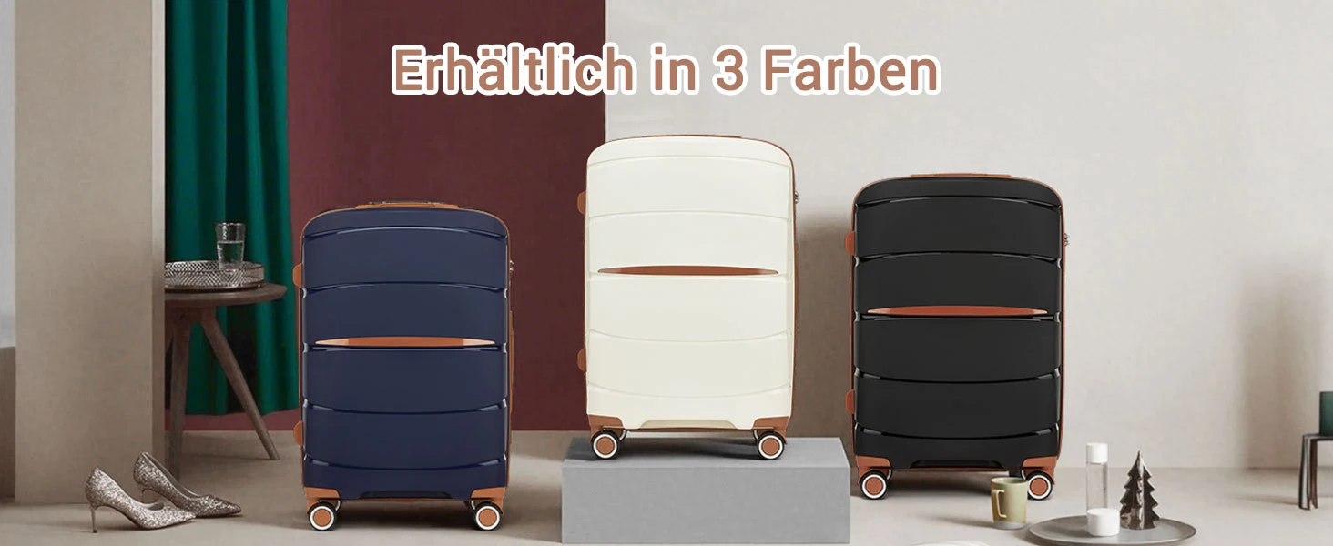 S/M/L Kono Carry-On Suitcase - Lightweight Polypropylene Hardside Trolley Luggage with 4 Spinner Wheels & Tsa Lock