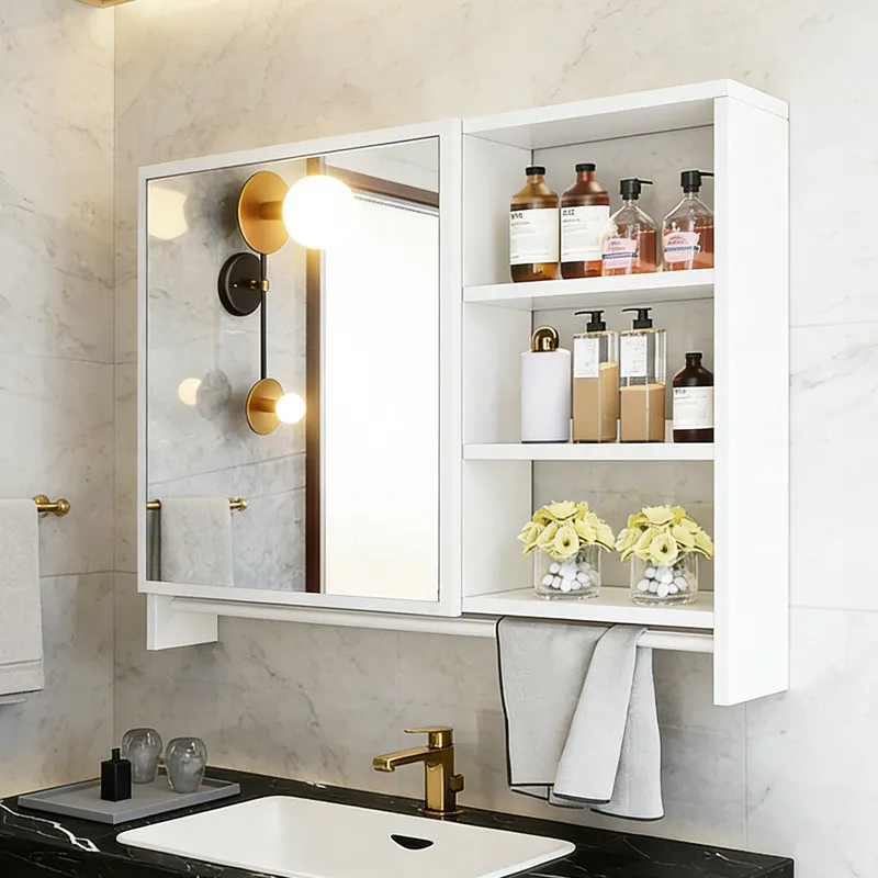 

Decorations Mirror Bathroom Cabinet Organizer Storage Shelves Wall Makeup Cupboard Skincare Modern Gabinete Trendy Furniture