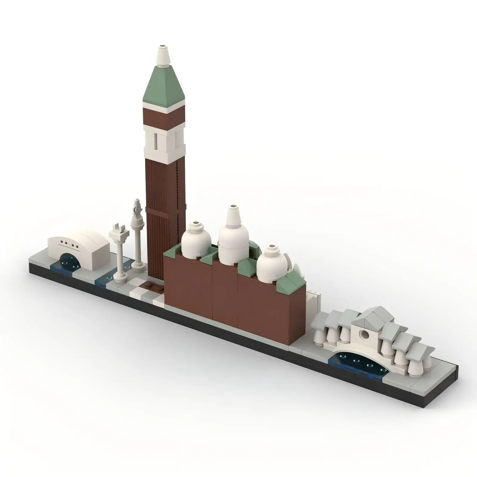 MOC-arquitectura de ciudad creativa, escena del horizonte de Venecia, punto de referencia, modelo de bloques de construcción, rompecabezas para niños, juguetes, adorno de regalo de cumpleaños