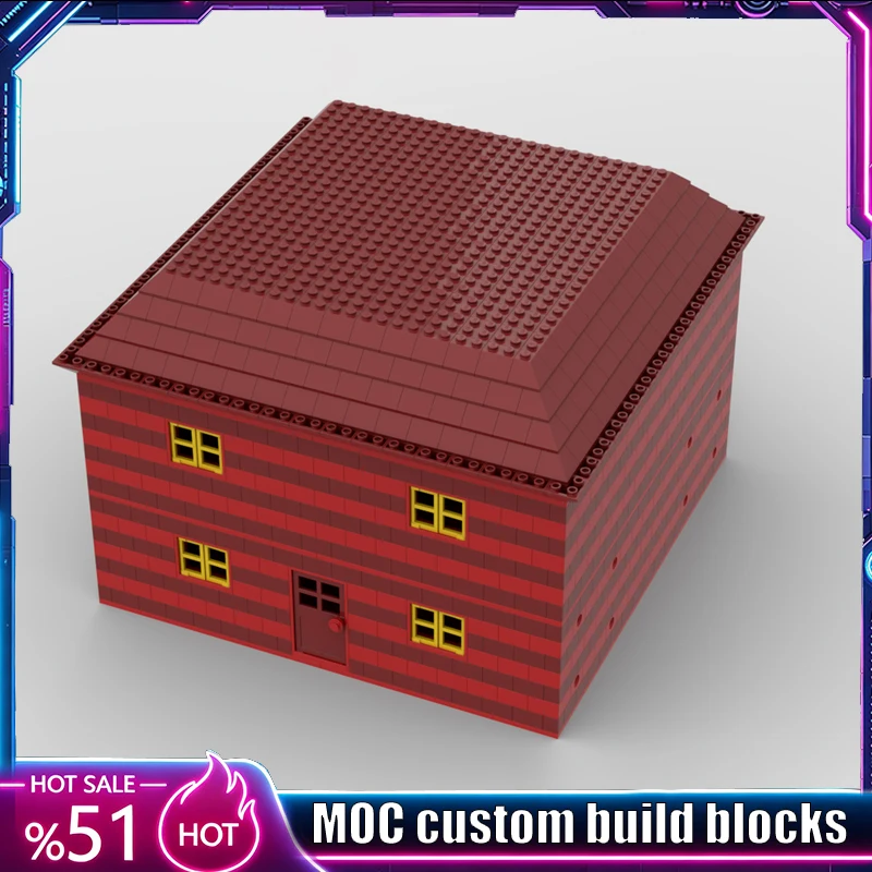 NEW 2015Parts Red House Modular Building Model Blocks MOC Architecture DIY Assembly Toy Home Decoration Collection Display Gift