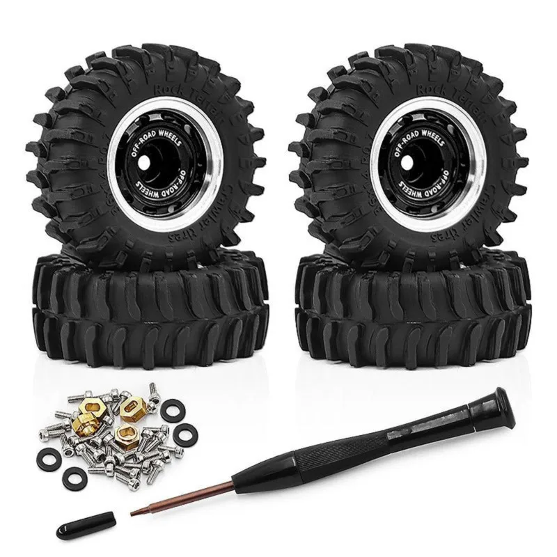 B78B-RC Car Accessories- Beadlock Wheel Tire Set 0.7 Inch Wheel Hub For 1/30 SCX30 Ascent-32 Black Upgrades