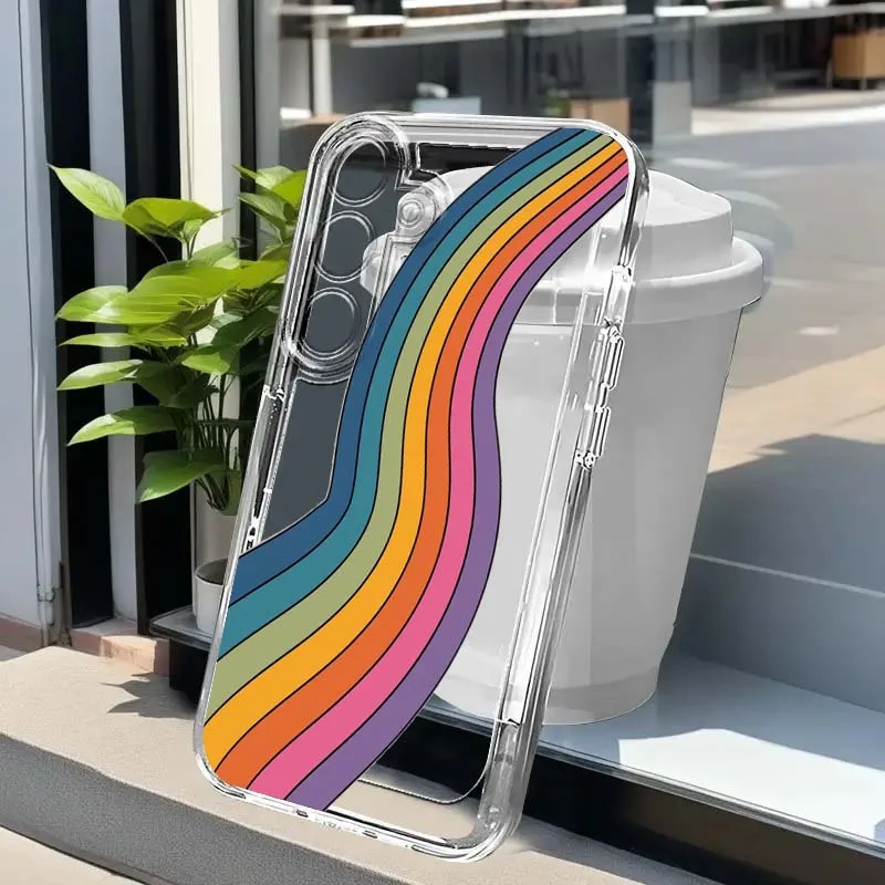 Funda de teléfono transparente de TPU con diseño de arcoíris colorido para Samsung Galaxy A73 A72 A71 A55 A54 A53 A52 A51 A33 A25 A22 A15 A14 A05