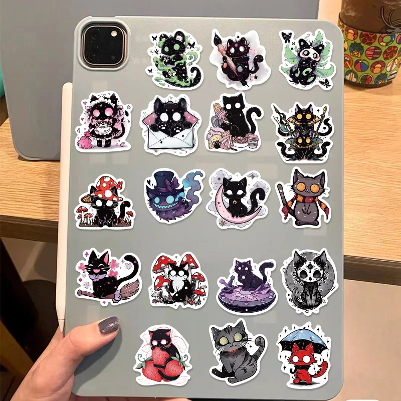 50PCS Black Cat Stickers, Cat Stickers, Waterproof and Aesthetic Vinyl Stickers for Water Bottle,Laptop,Phone,Skateboard