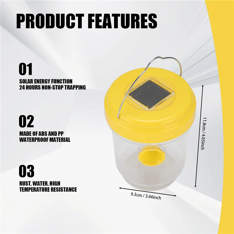 BAAG-2-Pack Solar-Wespenfalle zum Aufhängen im Freien, Wasp Cather zum Aufhängen mit Licht für gelbe Jacken, Hornissen, Biene und Wappenfallen