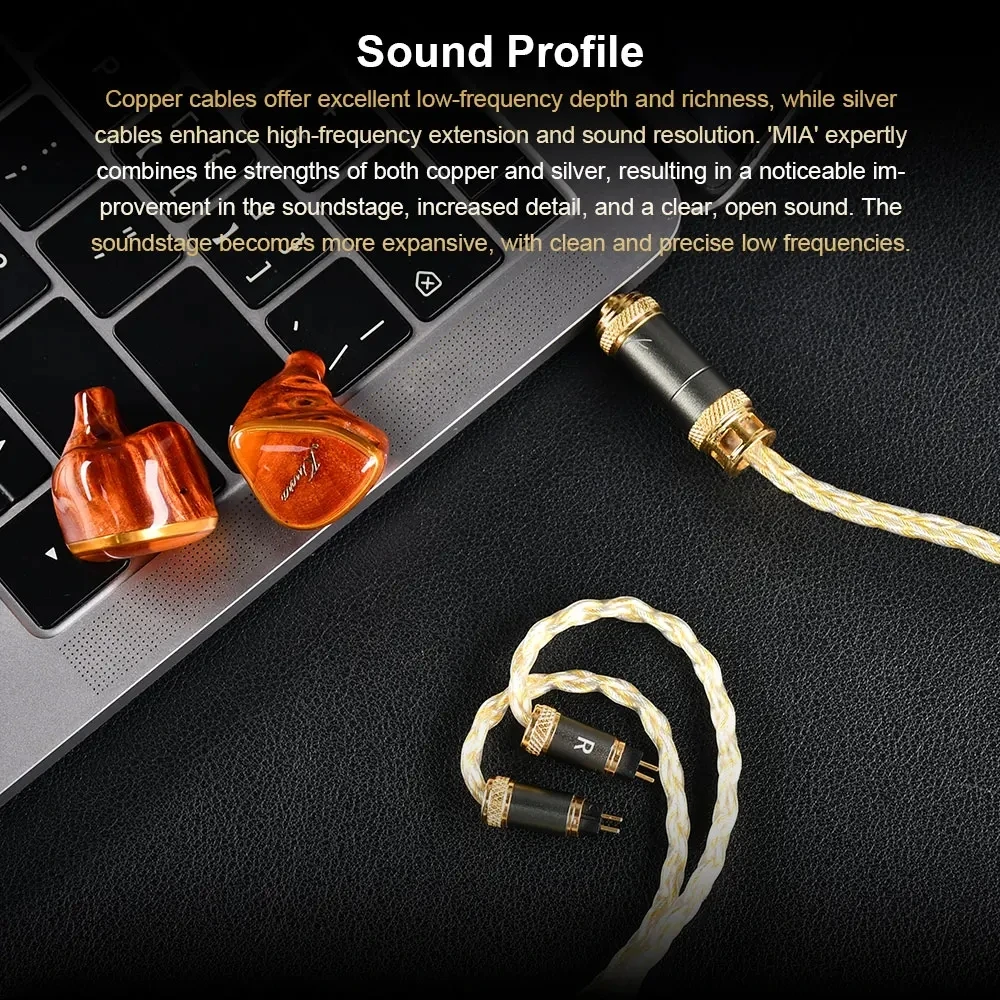 كينيرا ميا سماعة كابل 6N واحد كريستال النحاس الفضة مطلي 3.5 + 4.4 انفصال التوصيل 0.78 2pin + MMCX موصل ترقية كابل #2