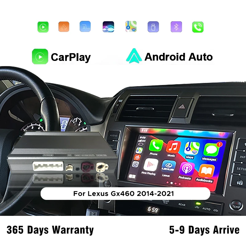 Wireless CarPlay Android Auto Box For Lexus GX460 2014-2021 Original Screen Mirror Link AirPlay Interface Youtube Support BT OE