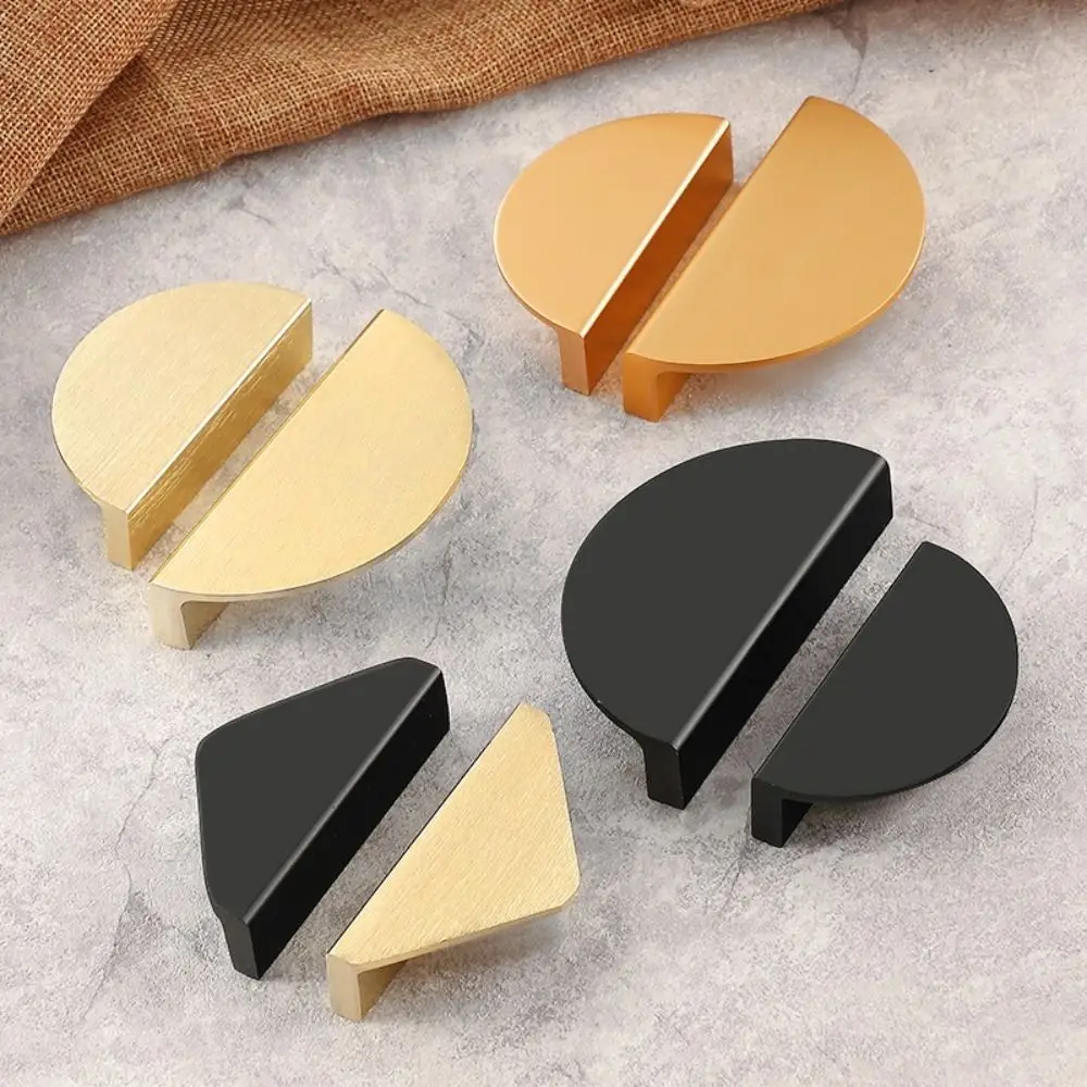 Triangle Shape Cabinet Door Handle Embedded American Style Black Wardrobe Handle Hardware Semi-circle Design Cabinet Pull Handle