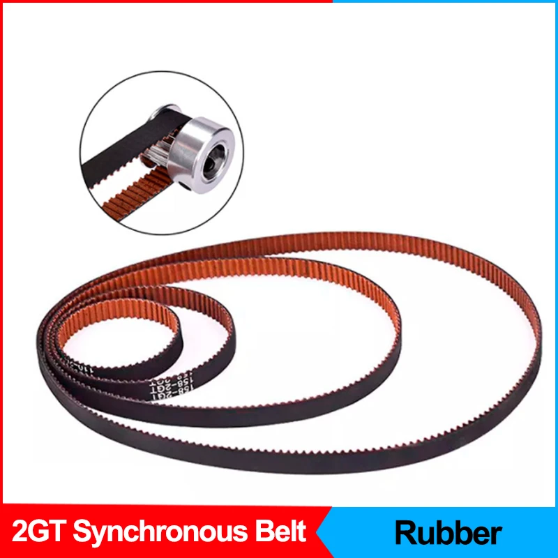 2Pcs 2GT Synchronous Rubber Endless-belt Transmission Gear Non-slip Pulley GT2 Closed Loop Timing Belt 6mm for 3D Printer