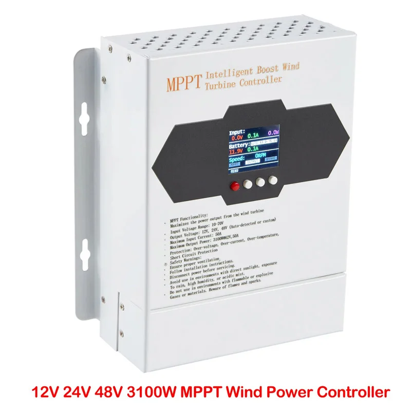 3100W MPPT Wind Turbine Controller 12/24V/48V Solar Regulator Windmill Generator Regulator For Lifepo4 GEL Lead-acid Battery