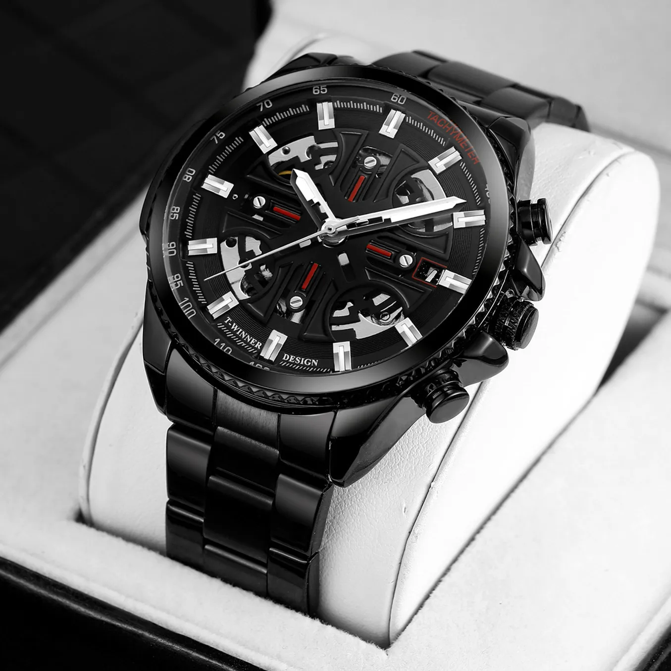 

Winner 428B Топ Оригинальный Модный Циферблат Календарь Стальные Мужские Механические Автоматические Наручные Часы Роскошные Военные Спортивные Мужские Часы